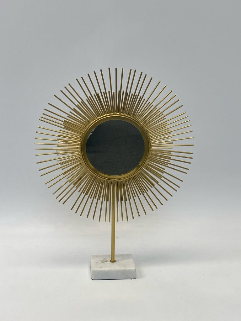 Gold White Marbled Metal Mirror