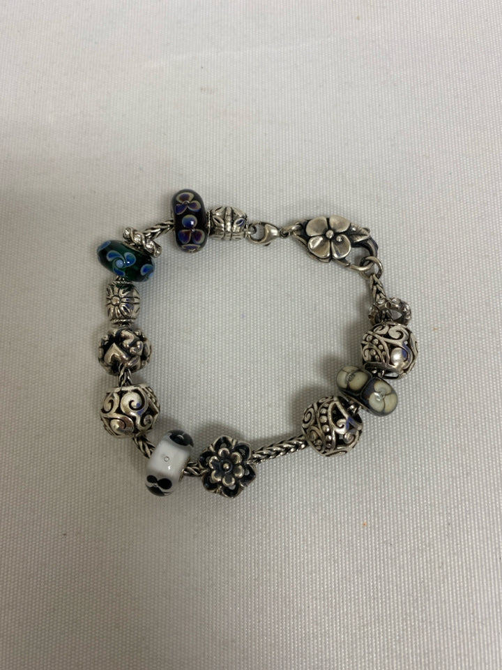 Trollbeads Silver Purple/Green Assorted Bracelet