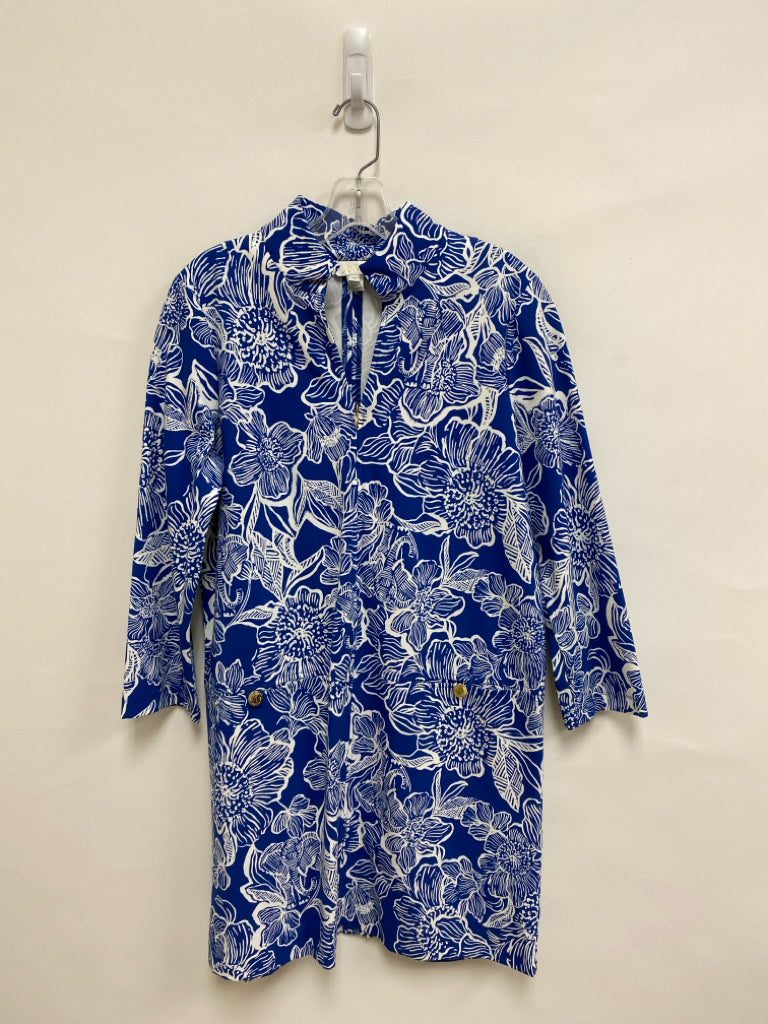 LILLY PULITZER Size M Navy White Flowers Ladies Dress