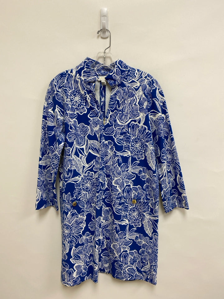 LILLY PULITZER Size M Navy White Flowers Ladies Dress
