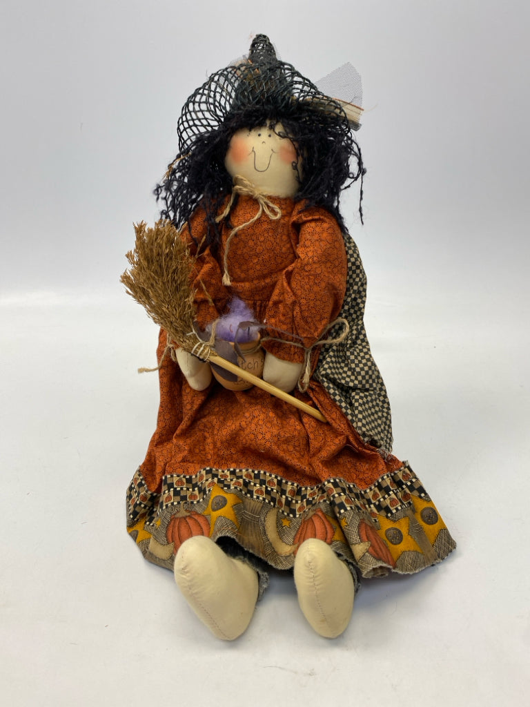 Burnt Orange Black/Gold Stuffed Fabric Halloween