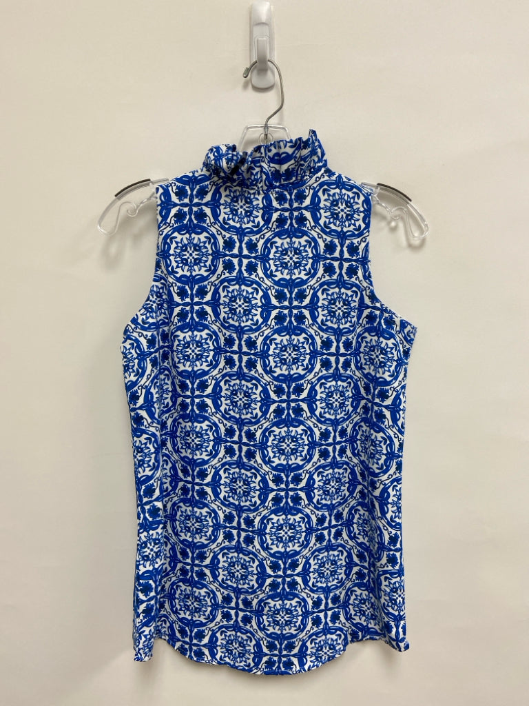 NWT Mudpie Size XS Royal Blue/White Ruffles Sleeveless Ladies Top