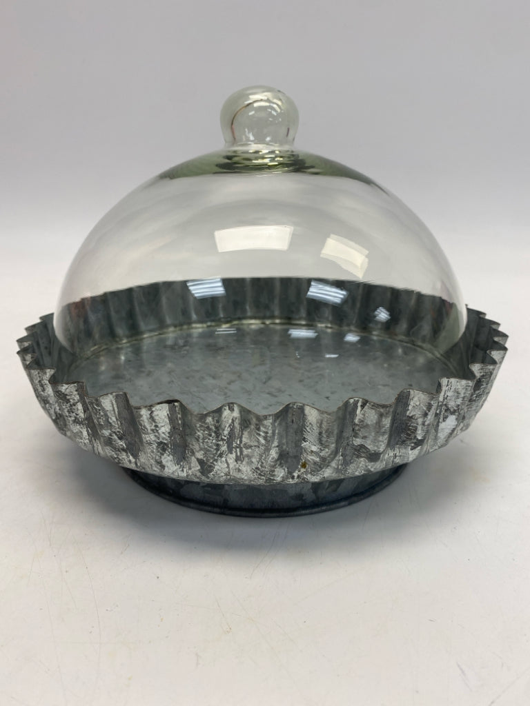 Silver Clear Galvanized Metal Serving Piece