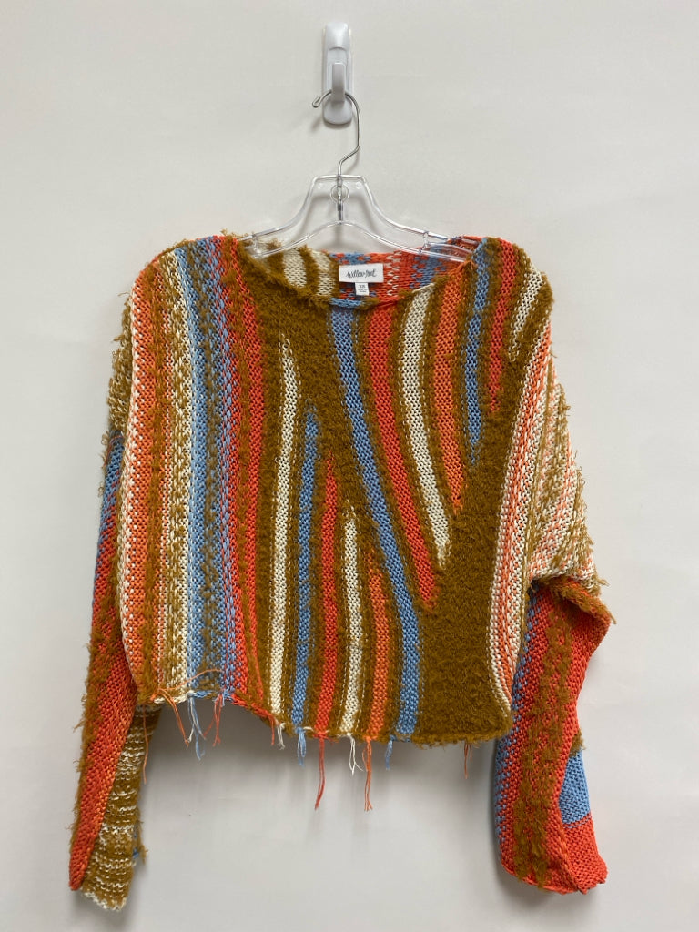 willow &amp; root Size XS Caramel Orange/Blue Striped Ladies Sweater