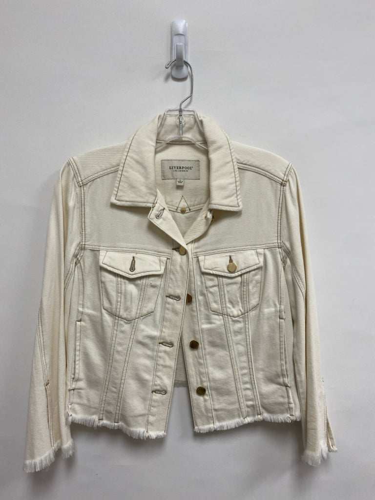 Liverpool Size S Cream Button Down Denim Ladies Jacket