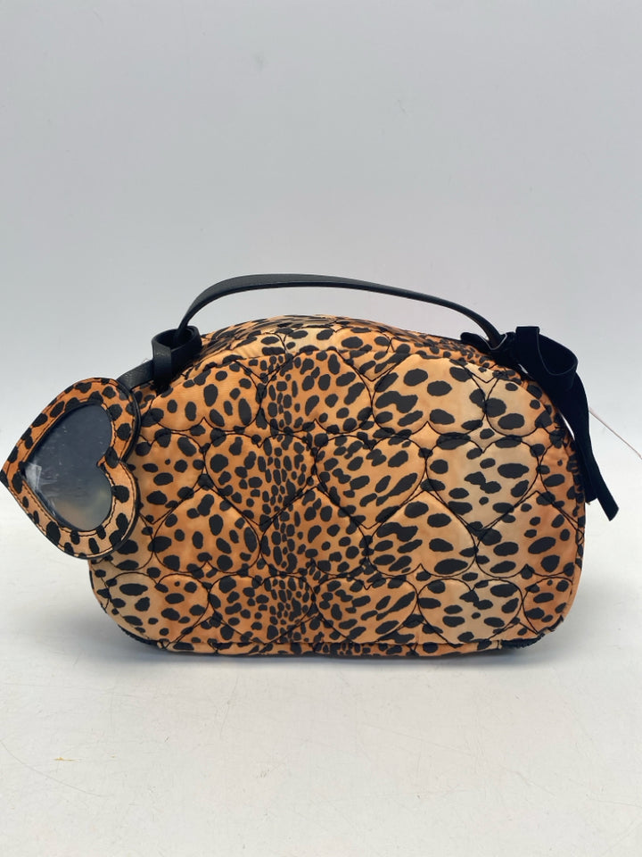 NWT Betsey Johnson Brown Black Animal Print Make-up Bag