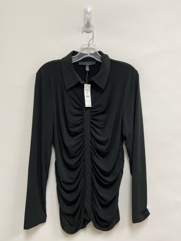 NWT WHBM Size L Black Button Up Ladies Top