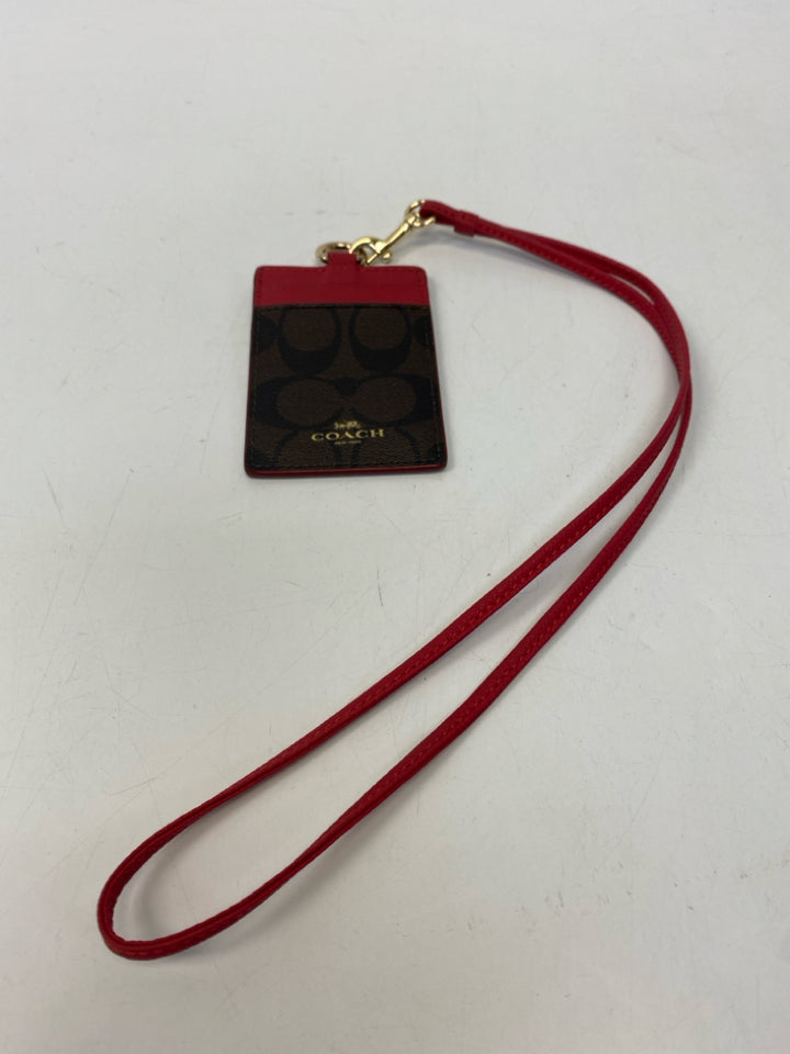 Coach Dark Brown Red Signature Misc. Accessory