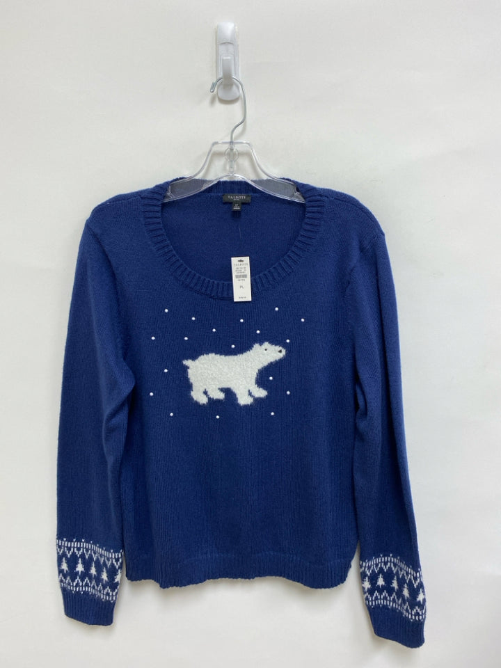 NWT Talbots Size LP Navy/White Polar Bear Petite Sweater