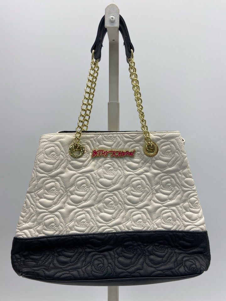 Betsey Johnson Cream Black Handbag