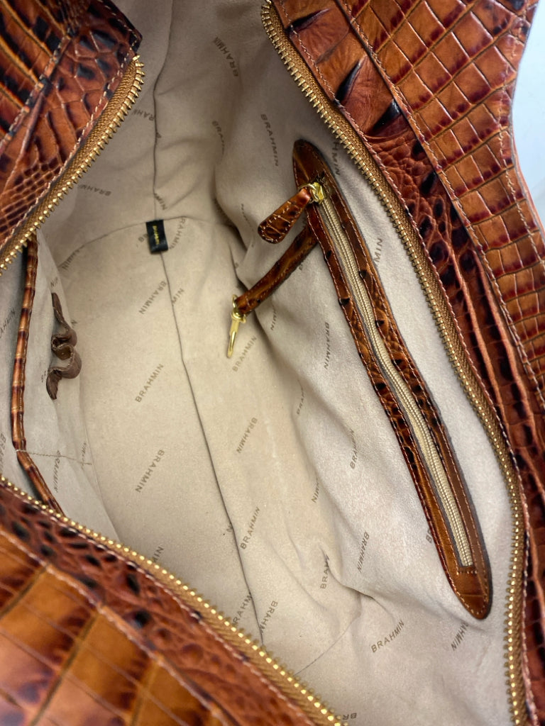 Brahmin Emily Brown Embossed Leather Handbag