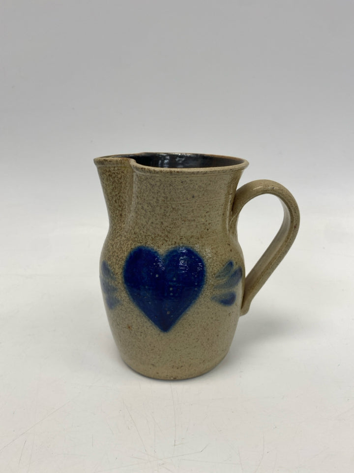 Tan Blue Hearts Pottery Pottery