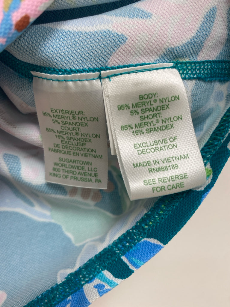 LILLY PULITZER Size M Teal Blue Pink/Green Flowers Ladies Skort
