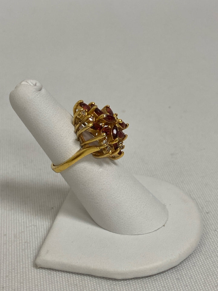 Gold Color Amber Flowers Ring