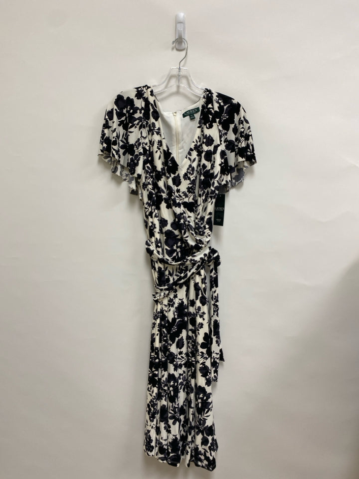 NWT Lauren Ralph Lauren  SIZE  16W White Black Flowers Plus Size Dress