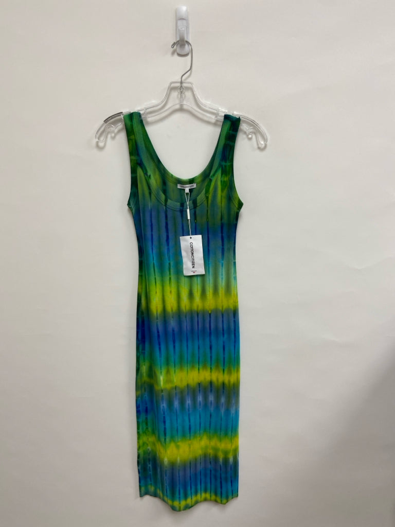 NWT COTTON CITIZEN Size S Green Blue Tie Dye Sleeveless Ladies Dress