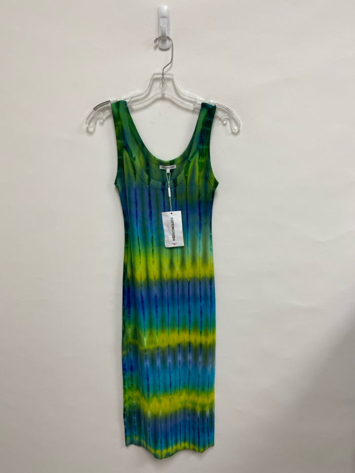NWT COTTON CITIZEN Size S Green Blue Tie Dye Sleeveless Ladies Dress