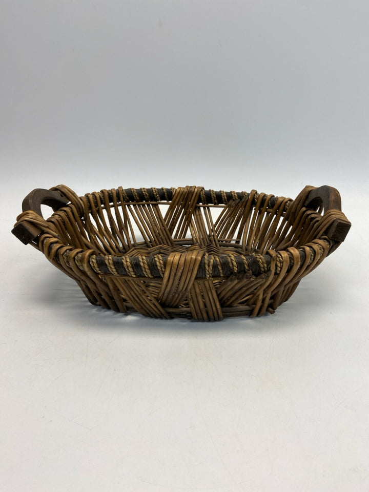 Brown Basketweave Wood Basket