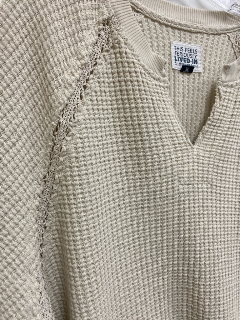 American Eagle Size S Cream Waffle Long Sleeve Ladies Top