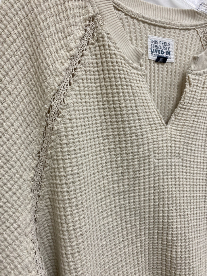 American Eagle Size S Cream Waffle Long Sleeve Ladies Top