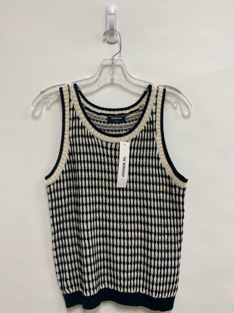 NWT Size L Cream/Black Woven Sleeveless Ladies Sweater