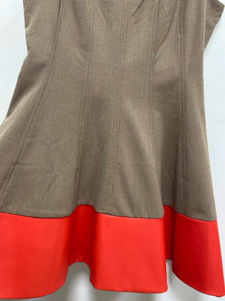 NWT Anthropologie Size M Brown Red Herringbone Sleeveless Ladies Dress