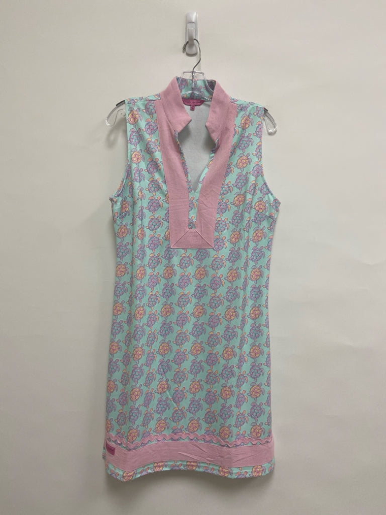 Simply Southern Size M Mint Green Pink/Multi Turtle Sleeveless Ladies Dress