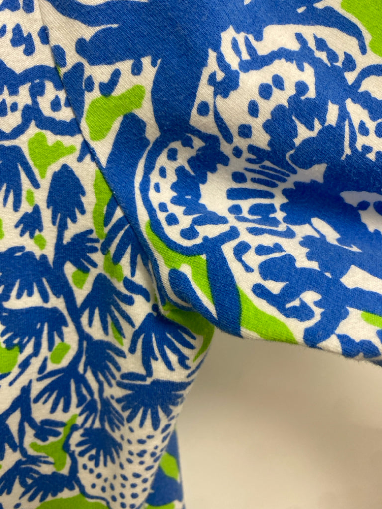 LILLY PULITZER Size L White Blue/Green Sea Coral Zip Down Ladies Jacket