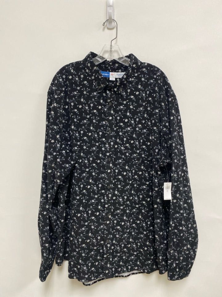NWT Old Navy Size 3X Black White/Gray Flowers Corduroy Men&