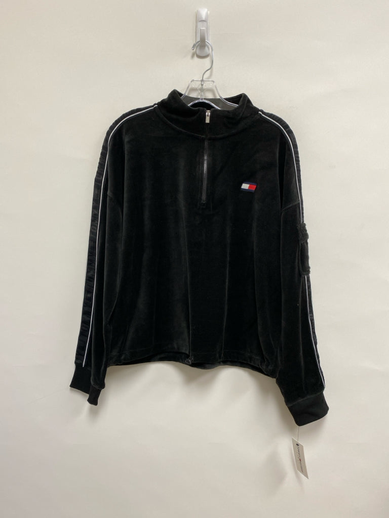 NWT Tommy Hilfiger Size L Black Velour Ladies Pullover