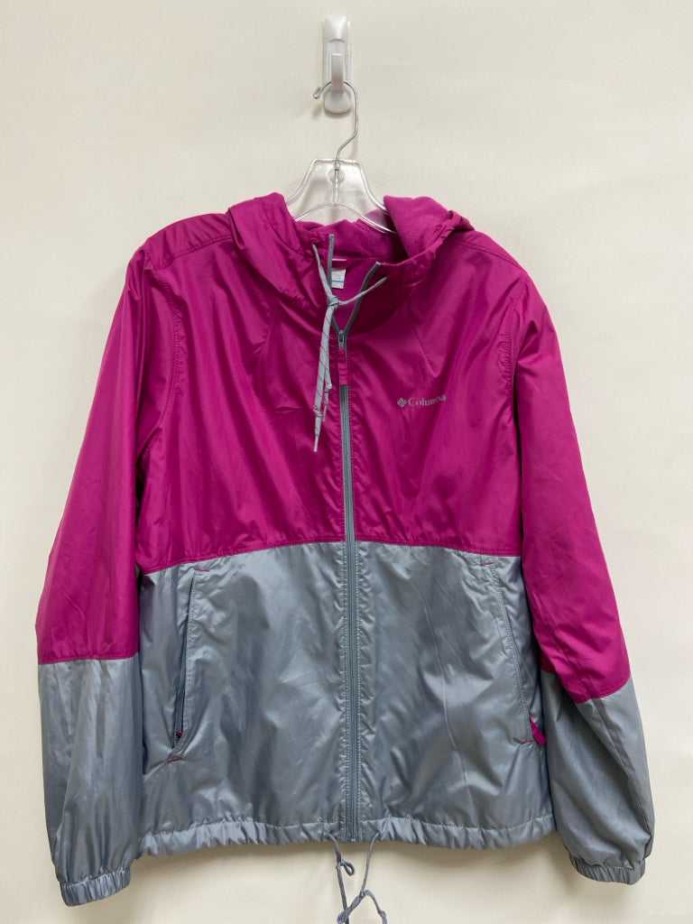 Columbia Size L Magenta Gray Hooded Ladies Jacket