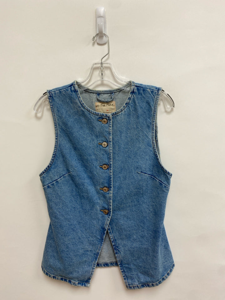 We The Free Size XS Faded Blue Button Up Denim Ladies Vest