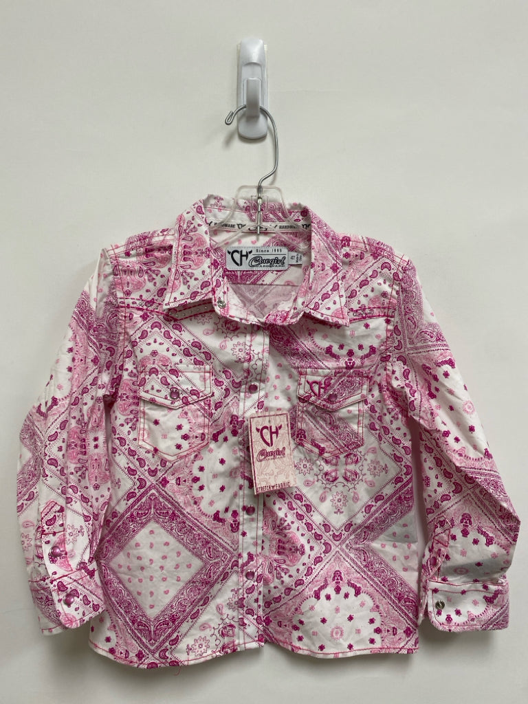 NWT SIZE 4T White Pink Paisley Button Up Girl&