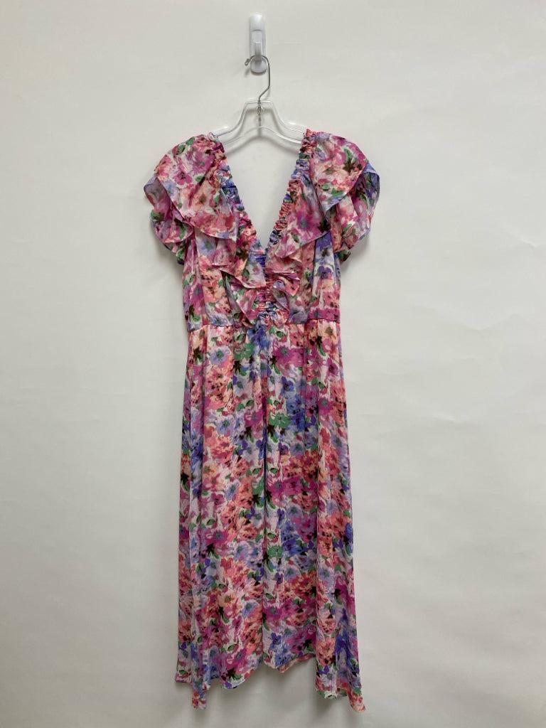 Taylor Size 10 Pink/Green White/Blue Floral Maxi Ladies Dress