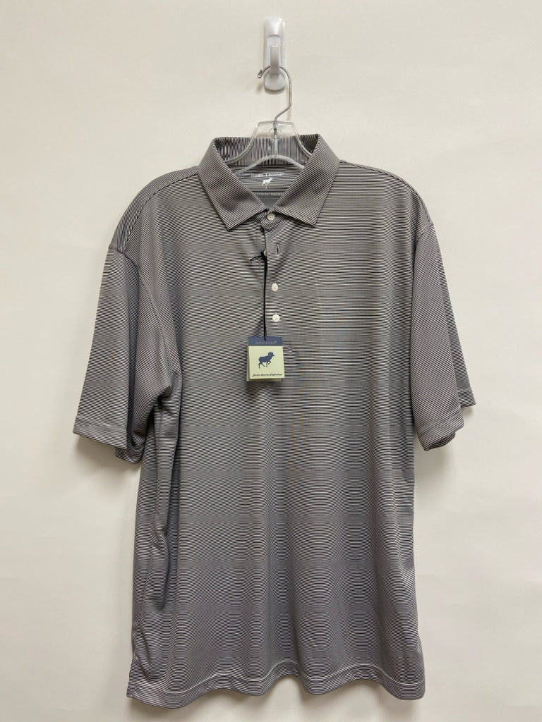NWT Horn Legend Size L Charcoal White Striped Polo Men&