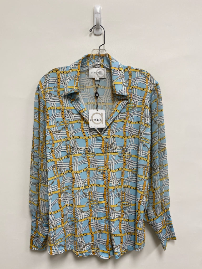 NWT analili Size M Blue White/Yellow Ladies Top