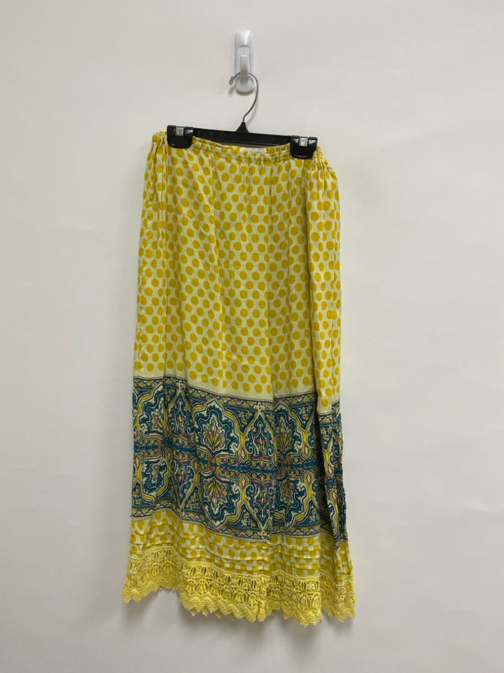 Krista Larson Size OSFM Yellow Polka Dot Cropped Linen Ladies Pants