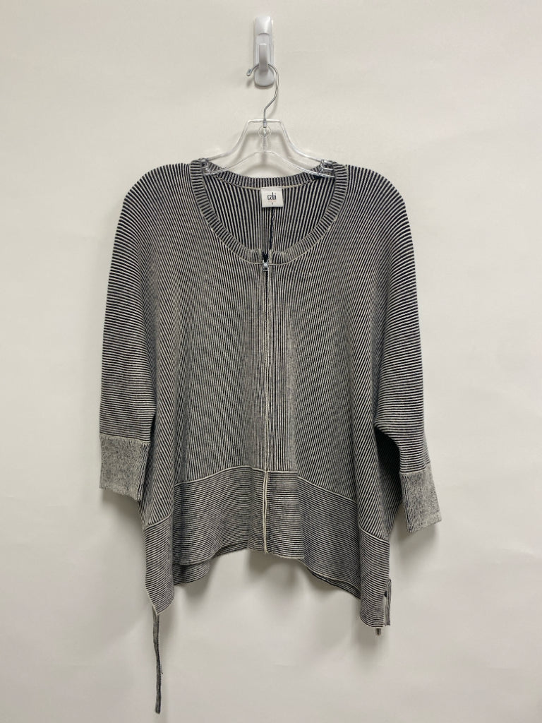 Cabi Size S Black/Cream Ribbed Zip Down Ladies Sweater