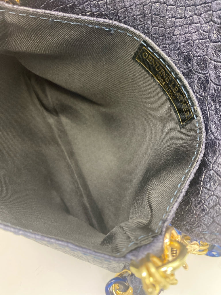 Rust &amp; Co Navy Gold Embossed Leather Handbag