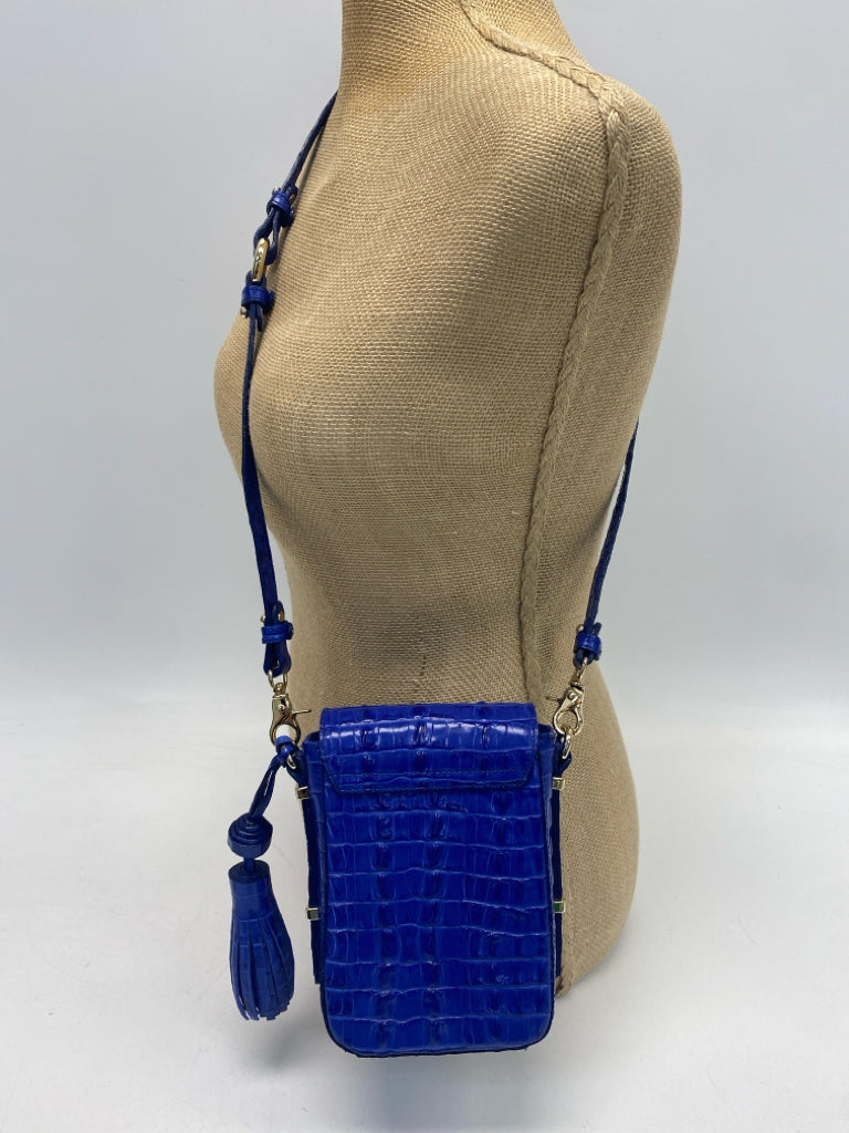 Brahmin Blue Embossed Leather Crossbody