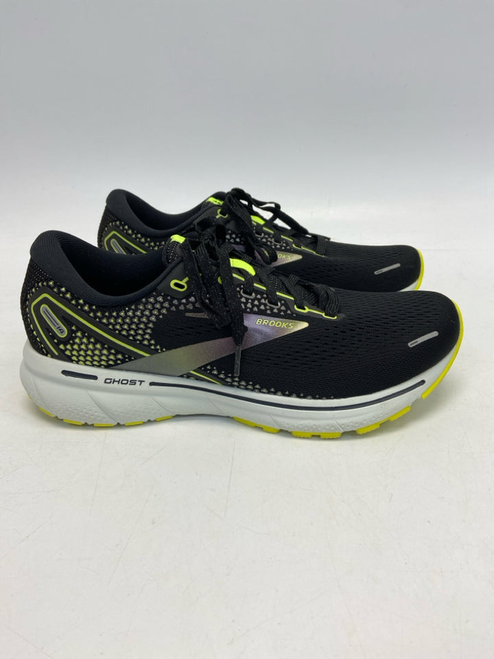 Brooks  Size 9.5 Black Lime Green Lace-up Sneakers