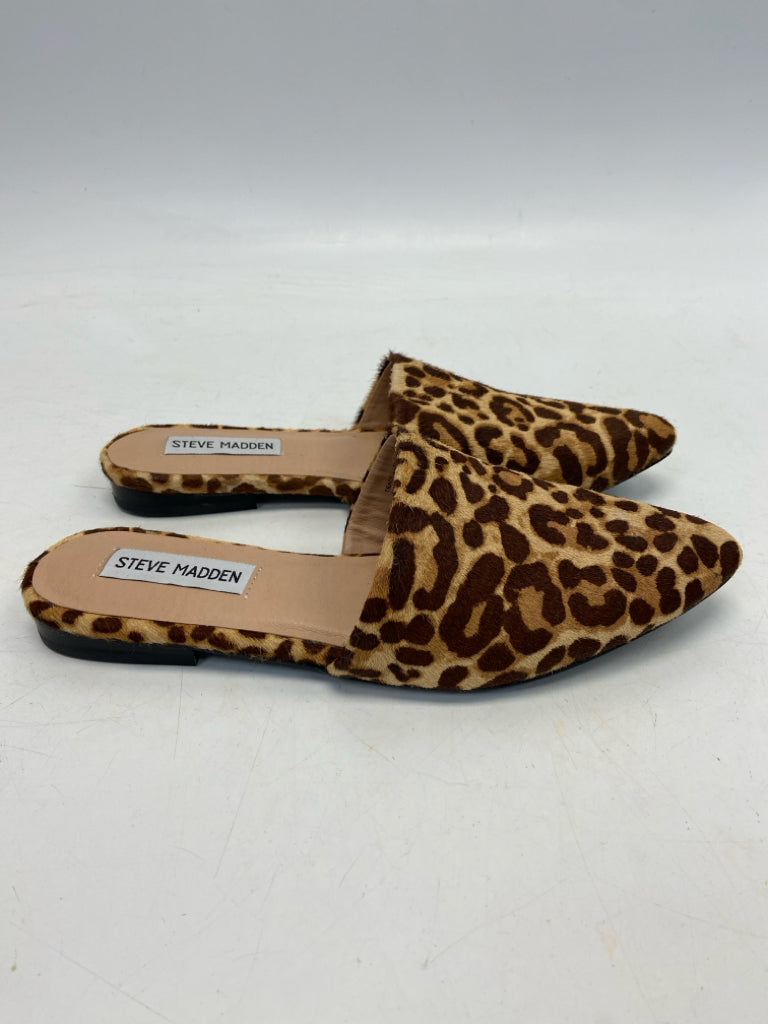 Steve Madden  Size 6.5 Brown Tan Animal Print Fur Flats