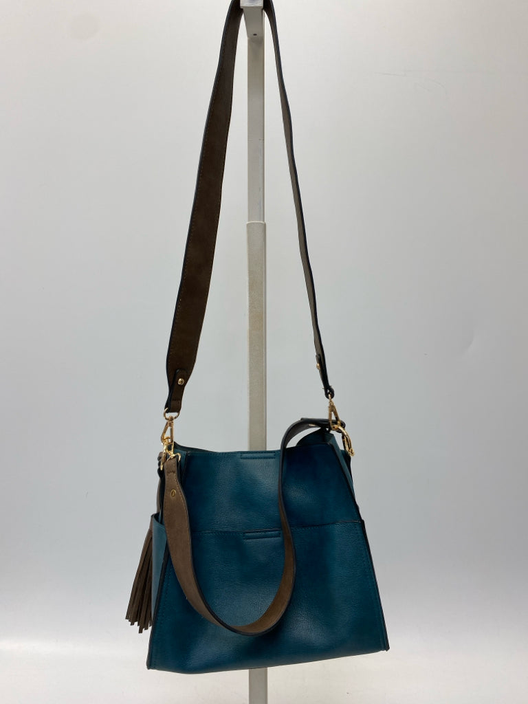 Teal Green Dark Brown Handbag