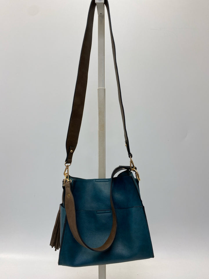 Teal Green Dark Brown Handbag