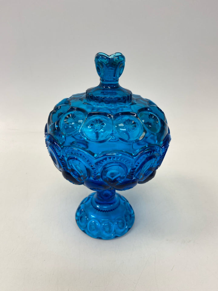 Royal Blue Moon/Stars Glass Candy Container