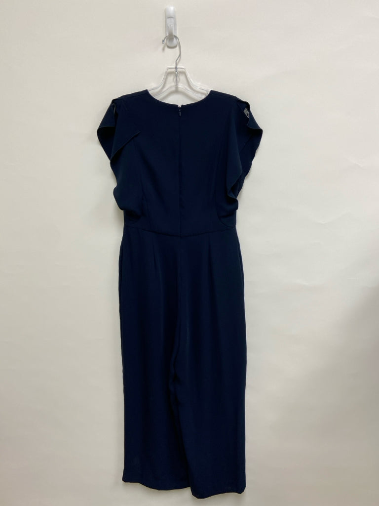 Eliza J Size 6 Navy Ruffles Wide Leg Ladies Jumpsuit