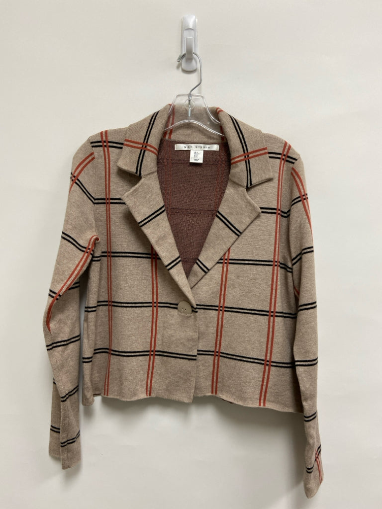 Max Studio Size M Tan Brick/Brown Plaid Ladies Jacket