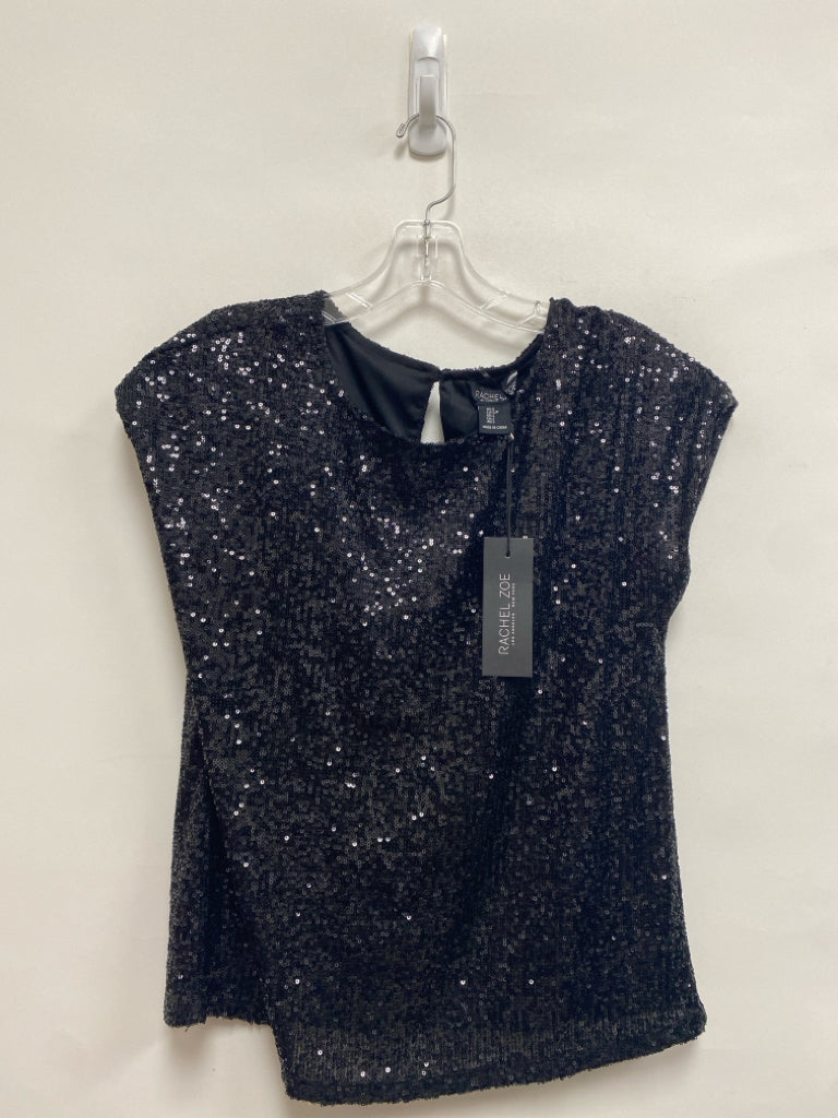 NWT RACHEL ZOE Size S Black Sequins Short Sleeve Ladies Top
