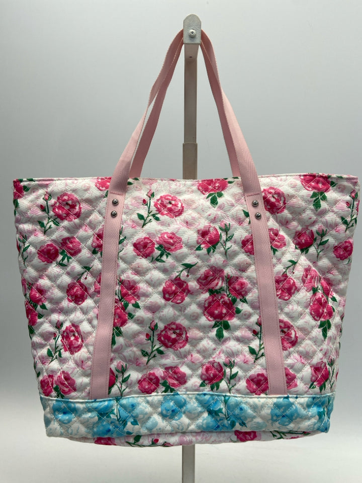 Sweet Honey White/Pink Blue Flowers Tote Bag