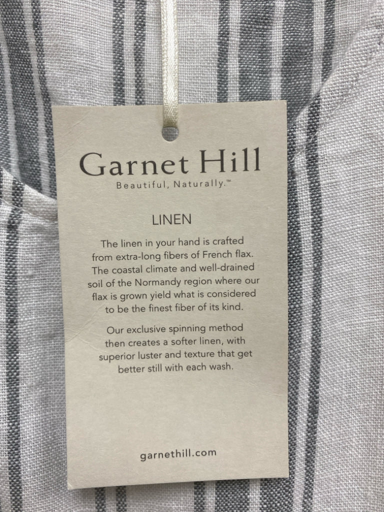NWT Garnet Hill Size M White/Gray Stripes Sleeveless Linen Ladies Dress